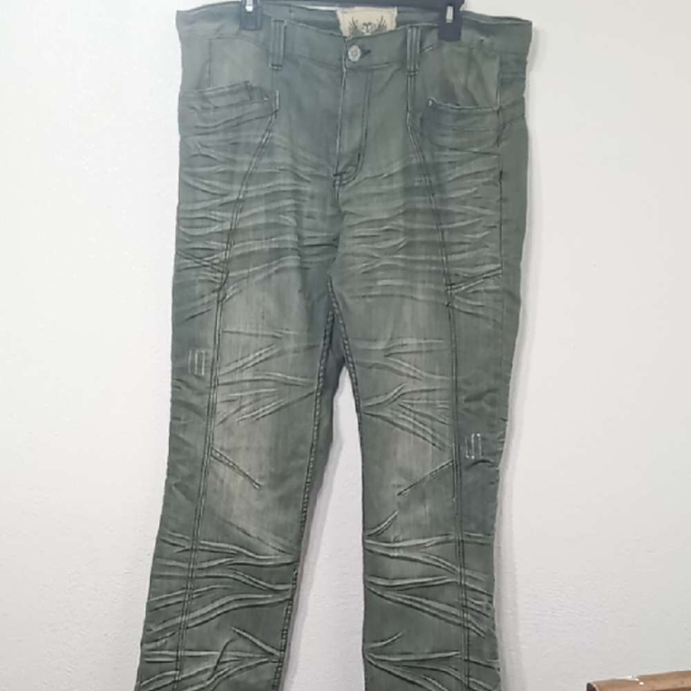 Men's Stylish Green Distressed Pants W36×30